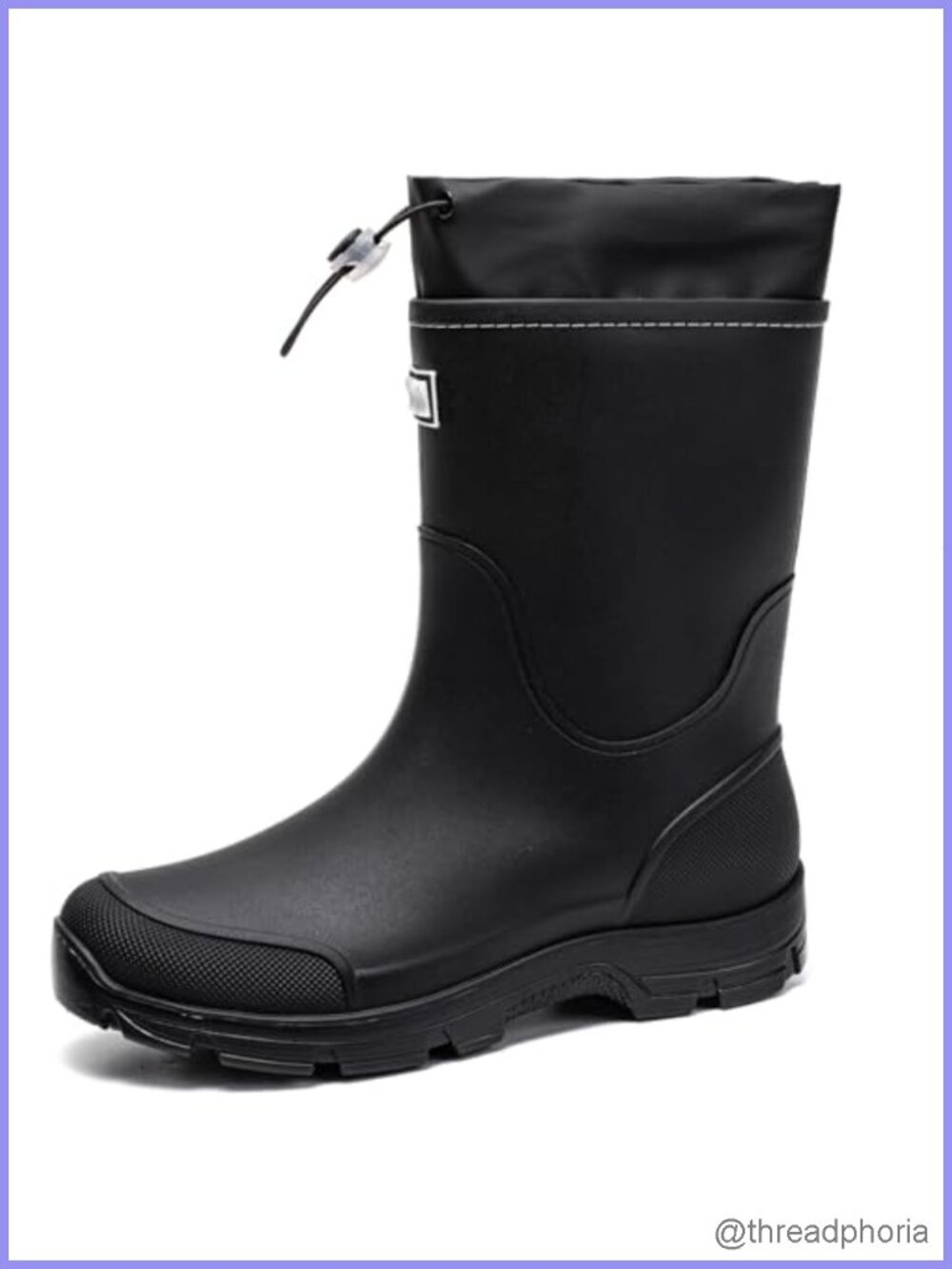 XUNRUO Waterproof Mid Calf Rain Boots Slip Resistant Pull-On Outdoor Garden